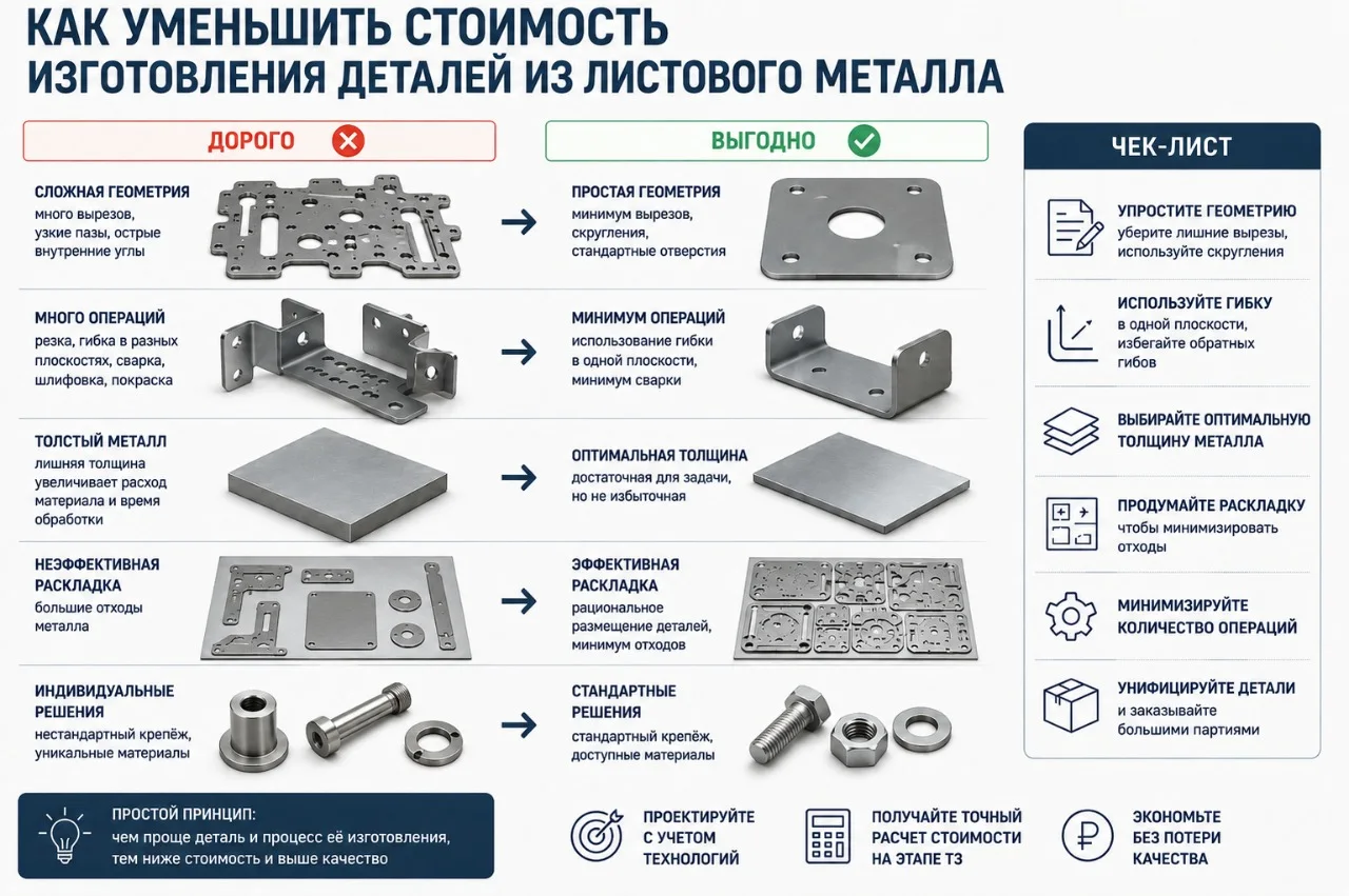 Как уменьшить стоимость изготовления деталей из листового металла